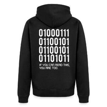 Lustige Softaware Entwickler Geschenk, binär lustig, - Unisex Premium Bio Zip Hoodie - Schwarz - Hinten - Nico (187cm)