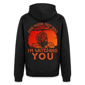 One More Rep Bro - Unisex Premium Organic Zip Hoodie - black - Back - Nico (187cm)