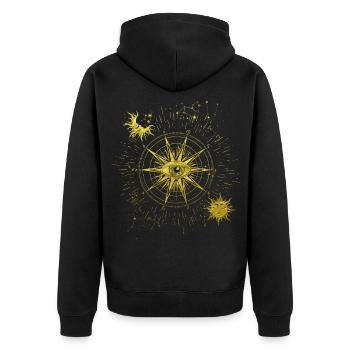Tous voyant l’œil Symbole spirituel Lune Soleil - Veste à capuche bio Premium Unisexe - noir - Dos - Nico (187cm)