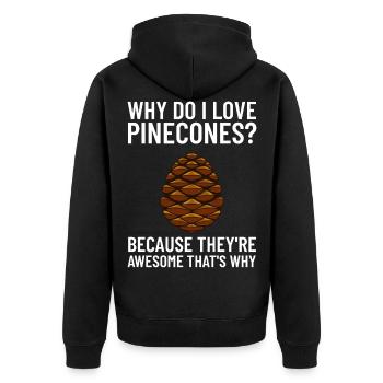 Pinienzapfen Kiefernzapfen Tannenzapfen Zapfen - Unisex Premium Bio Zip Hoodie - Schwarz - Hinten - Nico (187cm)