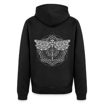 Libellule spirituelle Fleur de Vie Mandala - Veste à capuche bio Premium Unisexe - noir - Dos - Nico (187cm)