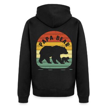 Vatertag PapaBear Papa Vintage Retro Bär - Unisex Premium Bio Zip Hoodie - Schwarz - Hinten - Nico (187cm)