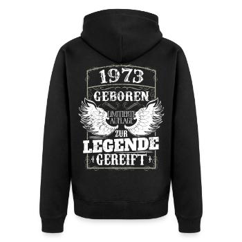 Vintage 1973 Geburtstag Geburtsjahr 1973 Männer - Unisex Premium Bio Zip Hoodie - Schwarz - Hinten - Nico (187cm)