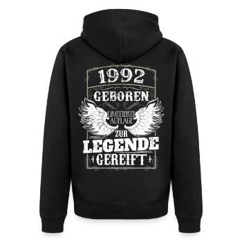 Vintage 1992 Geburtstag Geburtsjahr 1992 Männer - Unisex Premium Bio Zip Hoodie - Schwarz - Hinten - Nico (187cm)