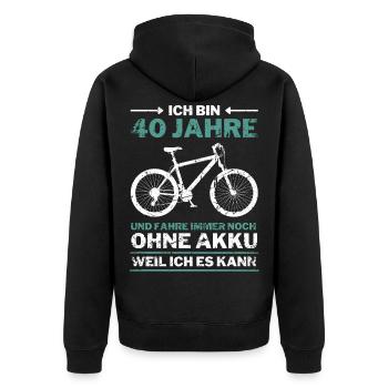 40 Jahre 40. Geburtstag Fahrrad ohne Akku - Unisex Premium Bio Zip Hoodie - Schwarz - Hinten - Nico (187cm)