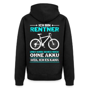 Rentner 2022 Rente Ruhestand Fahrradfahrer - Unisex Premium Bio Zip Hoodie - Schwarz - Hinten - Nico (187cm)