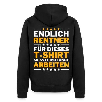 Rentner 2022 Rente Ruhestand - Unisex Premium Bio Zip Hoodie - Schwarz - Hinten - Nico (187cm)
