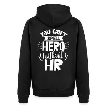 Hero you can not spell without Hr spelling staff - Unisex Premium Organic Zip Hoodie - black - Back - Nico (187cm)