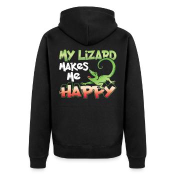 Meine Echse Macht Mich Glücklich Lizard Eidechse - Unisex Premium Bio Zip Hoodie - Schwarz - Hinten - Nico (187cm)