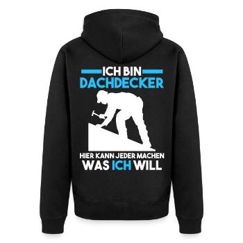 Dachdecker - Unisex Premium Bio Zip Hoodie - Schwarz - Hinten - Nico (187cm)