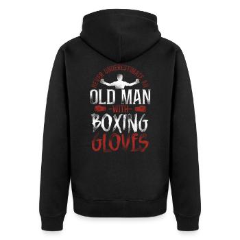 Boxing Dad Father Retired Vintage - Unisex Premium Bio Zip Hoodie - Schwarz - Hinten - Nico (187cm)