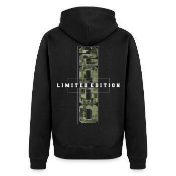 Camouflage 2000 Geboren Geburtsjahr 2000 Männer - Unisex Premium Bio Zip Hoodie - Schwarz - Hinten - Nico (187cm)