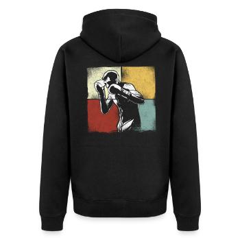 Boxing Retro Vintage - Unisex Premium Bio Zip Hoodie - Schwarz - Hinten - Nico (187cm)