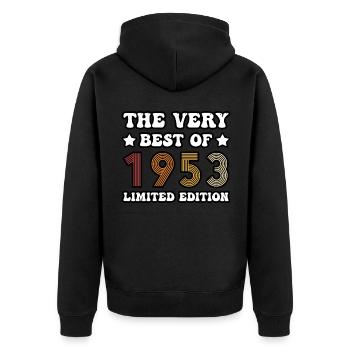 The very best of 1953 - Unisex Premium Bio Zip Hoodie - Schwarz - Hinten - Nico (187cm)