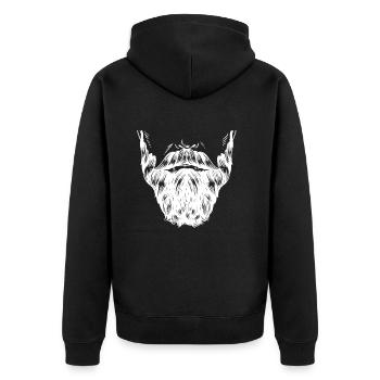 Bart Vollbart - Unisex Premium Bio Zip Hoodie - Schwarz - Hinten - Nico (187cm)