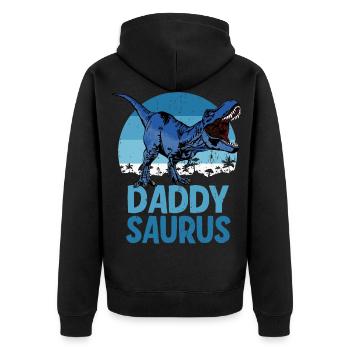 Daddy Saurus Dadsaurus Dinosaur Family - Unisex Premium Organic Zip Hoodie - black - Back - Nico (187cm)