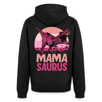 Mama Saurus Mamasaurus Dinosaur Family - Unisex Premium Organic Zip Hoodie - black - Back - Nico (187cm)