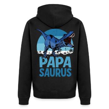 Papa Saurus Dadsaurus Dinosaur Family - Unisex Premium Organic Zip Hoodie - black - Back - Nico (187cm)