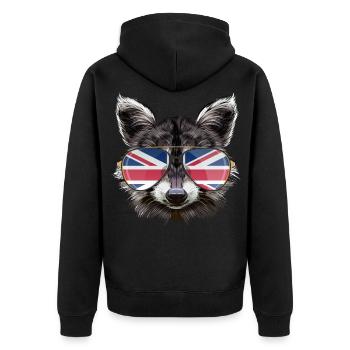 United Kingdom Raccoon - Unisex Premium Organic Zip Hoodie - black - Back - Nico (187cm)