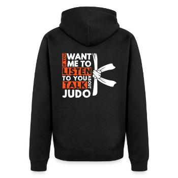 Judo Judoka Judokämpfer Kampfkunst Geschenk - Unisex Premium Bio Zip Hoodie - Schwarz - Hinten - Nico (187cm)