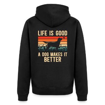 La vie est bonne Un chien le rend meilleur - Veste à capuche bio Premium Unisexe - noir - Dos - Nico (187cm)