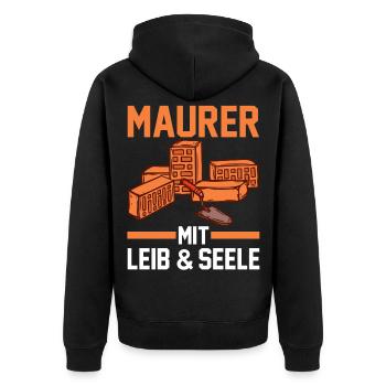 Maurer - Unisex Premium Bio Zip Hoodie - Schwarz - Hinten - Nico (187cm)