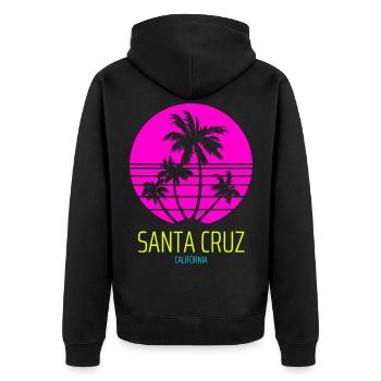 Santa Cruz California Vintage Retro Sunset - Unisex Premium Bio Zip Hoodie - Schwarz - Hinten - Nico (187cm)