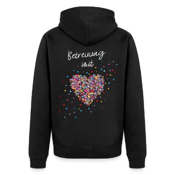 Betreuung mit Herz Herz für Pflegekräfte - Unisex Premium Bio Zip Hoodie - Schwarz - Hinten - Nico (187cm)