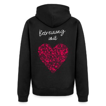 Betreuung mit Herz Pflege Kinderheim - Unisex Premium Bio Zip Hoodie - Schwarz - Hinten - Nico (187cm)