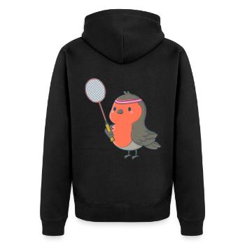 Badminton und Federball Spieler Vogel - Unisex Premium Bio Zip Hoodie - Schwarz - Hinten - Nico (187cm)