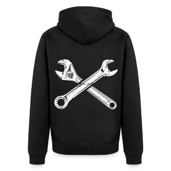 Klempner Werkzeug Handwerker Schrauber Werkzeug - Unisex Premium Bio Zip Hoodie - Schwarz - Hinten - Nico (187cm)