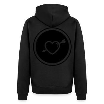 Flèche du symbole du cœur - Veste à capuche bio Premium Unisexe - noir - Dos - Nico (187cm)