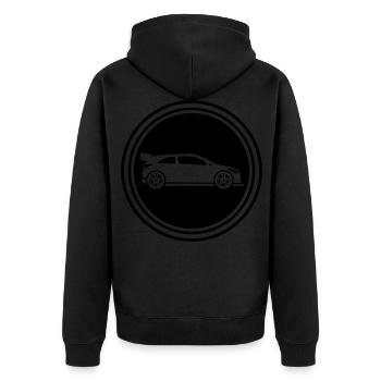 Auto Rennfahrer - Unisex Premium Bio Zip Hoodie - Schwarz - Hinten - Nico (187cm)