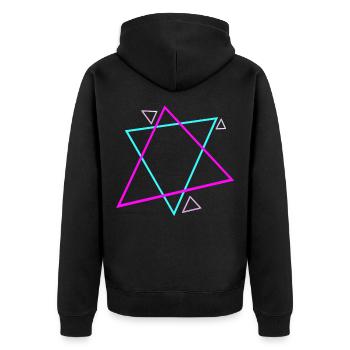 90s Symbole Muster 90er Jahre Design - Unisex Premium Bio Zip Hoodie - Schwarz - Hinten - Nico (187cm)