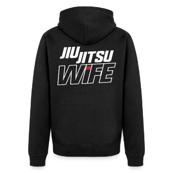 Jiu Jitsu Wife Girl Jiu Jitsu Wife - Unisex Premium Organic Zip Hoodie - black - Back - Nico (187cm)