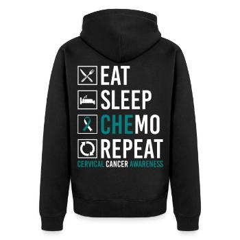 Cervical Cancer Eating Sleep Chemo Wiederho - Unisex Premium Organic Zip Hoodie - black - Back - Nico (187cm)