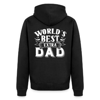 Weltbester Ersatzvater Stiefpapa Stiefvater - Unisex Premium Bio Zip Hoodie - Schwarz - Hinten - Nico (187cm)