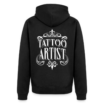 Tatoueur Tatoueur Tatouage - Veste à capuche bio Premium Unisexe - noir - Dos - Nico (187cm)