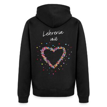 Lehrerin mit Herz Pädagogin Unterricht - Unisex Premium Bio Zip Hoodie - Schwarz - Hinten - Nico (187cm)
