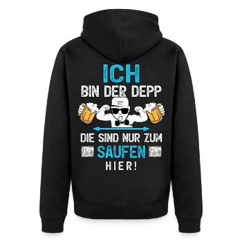 JGA T-Shirt Bräutigam Kostüm Ich heirate Saufen - Unisex Premium Bio Zip Hoodie - Schwarz - Hinten - Nico (187cm)