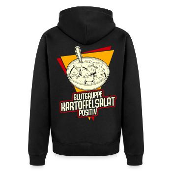 Blutgruppe Kartoffelsalat Potato Salad - Unisex Premium Bio Zip Hoodie - Schwarz - Hinten - Nico (187cm)
