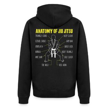 Jiu Jitsu Anatomy Anatomy Of Jiu - Unisex Premium Bio Zip Hoodie - Schwarz - Hinten - Nico (187cm)