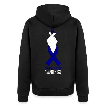 Colon Cancer Awareness Kpop Finger Herz Geschenk - Unisex Premium Bio Zip Hoodie - Schwarz - Hinten - Nico (187cm)