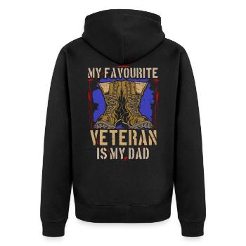 Mein Lieblingsveteran Ist Mein Vater Militär - Unisex Premium Bio Zip Hoodie - Schwarz - Hinten - Nico (187cm)
