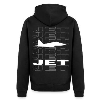 Amazing Jet Urban Design Streetwear - Unisex Premium Bio Zip Hoodie - Schwarz - Hinten - Nico (187cm)