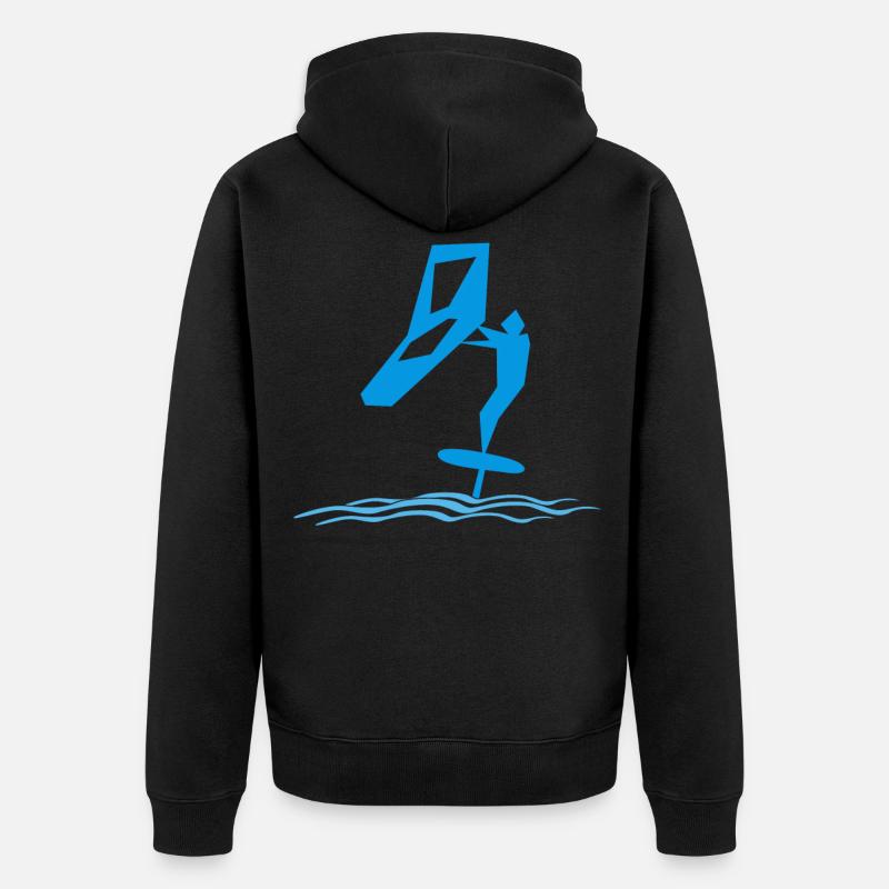 Wing Foiling Hydrofoiling Wing Surf - Unisex Premium Bio Zip Hoodie - Schwarz