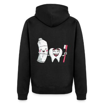 Zahnarzt - Unisex Premium Bio Zip Hoodie - Schwarz - Hinten - Nico (187cm)