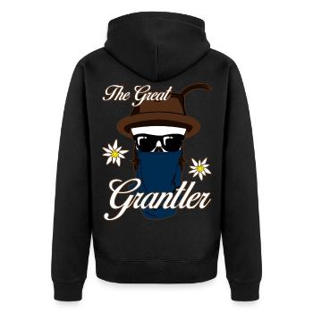 Grantler Grantln Granteln - Unisex Premium Organic Zip Hoodie - black - Back - Nico (187cm)