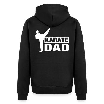 Karate Papa Kampfkunst Sprüche Kämpfer Kampfsport - Unisex Premium Bio Zip Hoodie - Schwarz - Hinten - Nico (187cm)