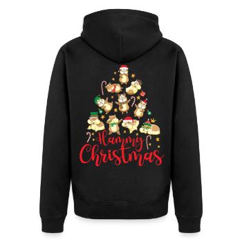 Cute Hamster Christmas Tree Hammy - Unisex Premium Organic Zip Hoodie - black - Back - Nico (187cm)